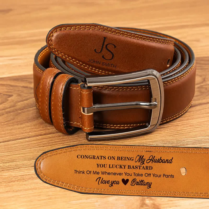 Personalized Custom Name Text Engraved Leather Belt