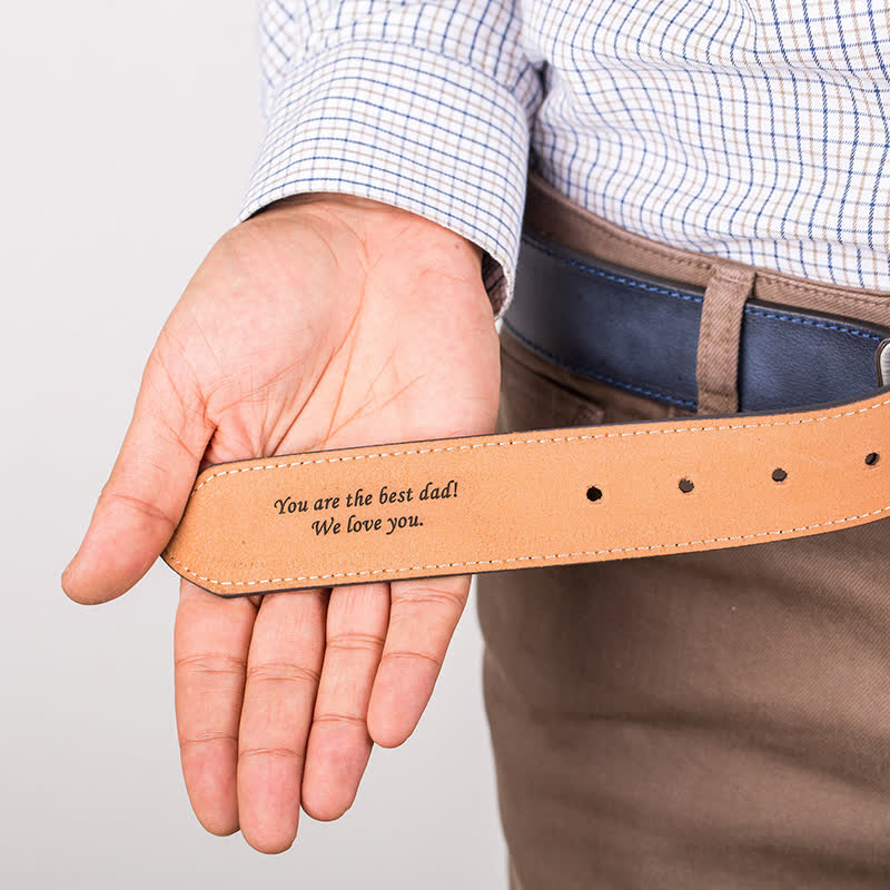 Personalized Custom Name Text Engraved Leather Belt