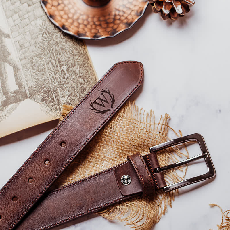 Personalized Custom Name Text Engraved Leather Belt