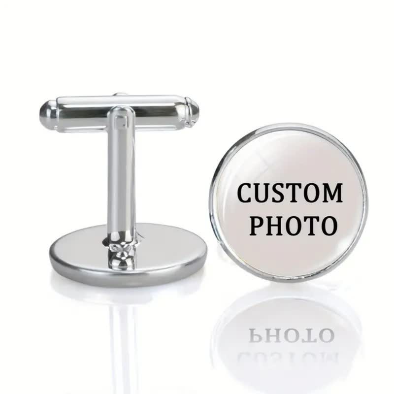 1 Pair Custom Your Photo Creative Memorial Cufflinks - Silver - image 2