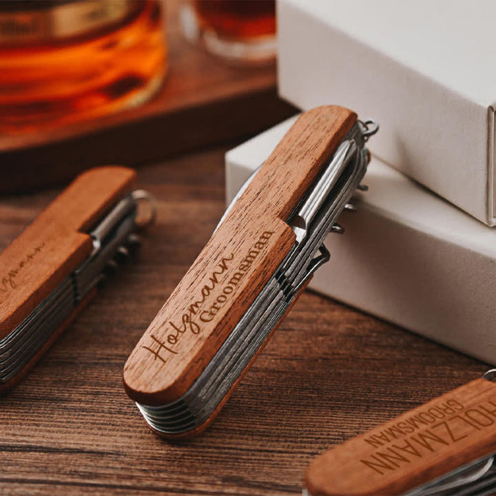 Custom Carving 11 In 1 Multi-Tool Knife Wood Bottle Opener