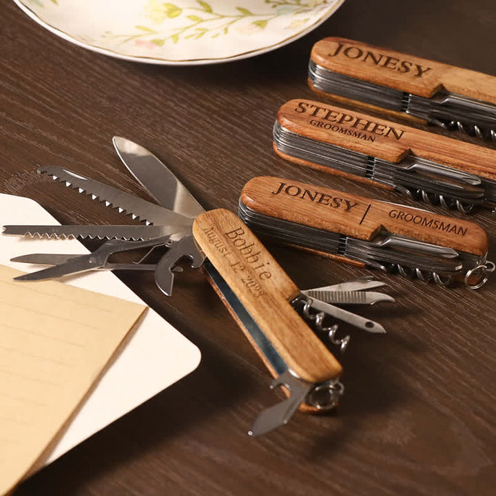 Custom Carving 11 In 1 Multi-Tool Knife Wood Bottle Opener