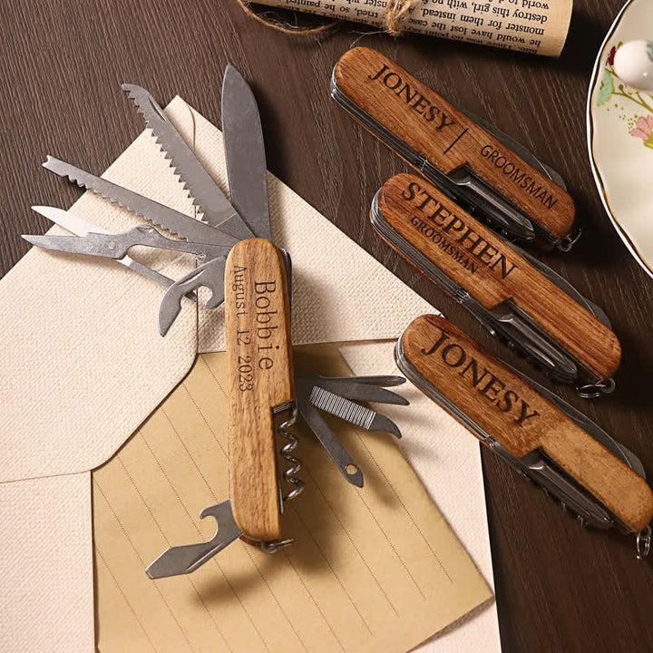 Custom Carving 11 In 1 Multi-Tool Knife Wood Bottle Opener