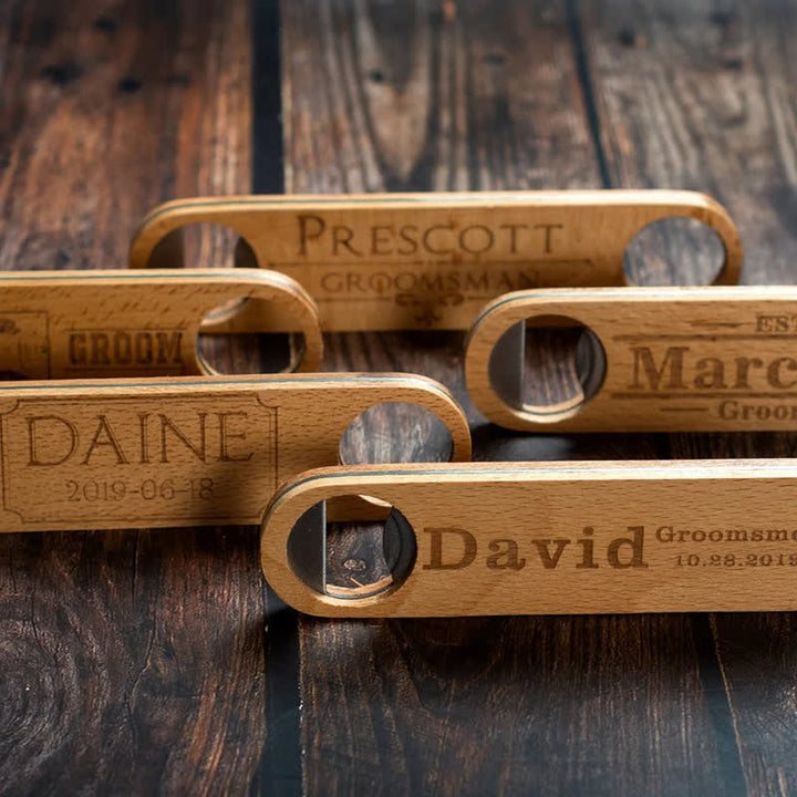 Groomsmen Gift Custom Carving Wood Bottle Opener