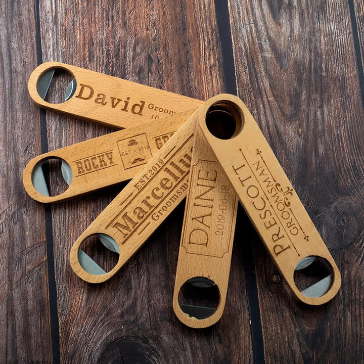 Groomsmen Gift Custom Carving Wood Bottle Opener