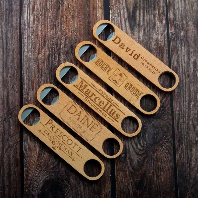 Groomsmen Gift Custom Carving Wood Bottle Opener