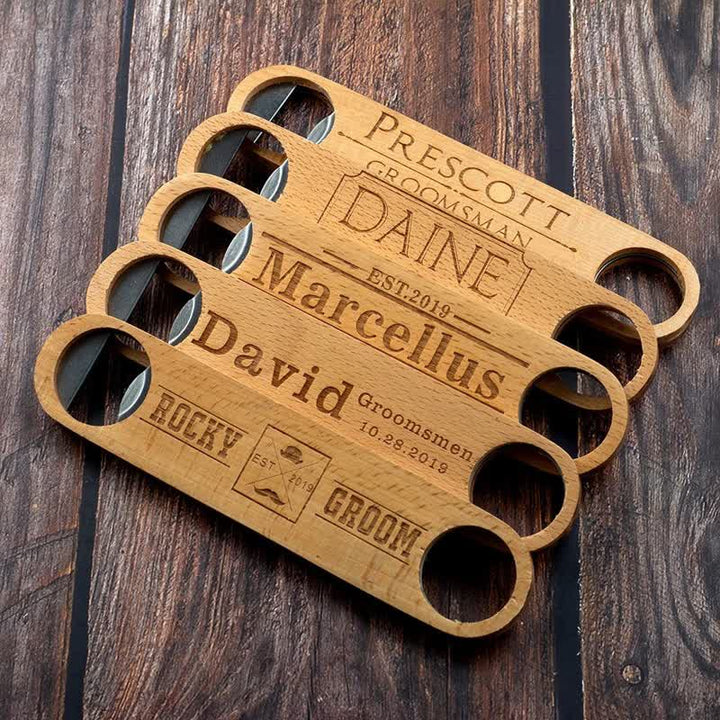 Groomsmen Gift Custom Carving Wood Bottle Opener - Wooden - image 0