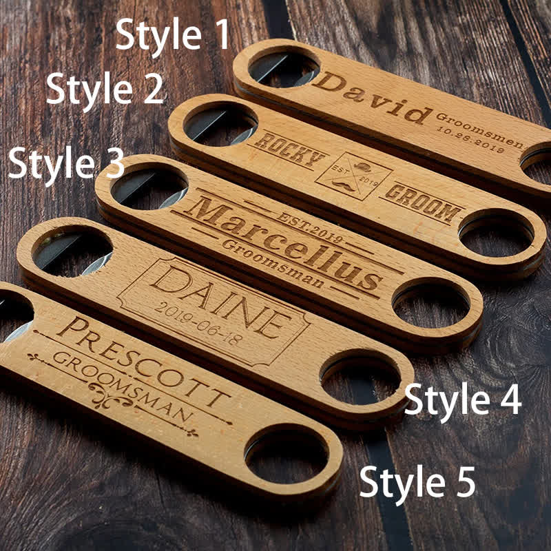 Groomsmen Gift Custom Carving Wood Bottle Opener