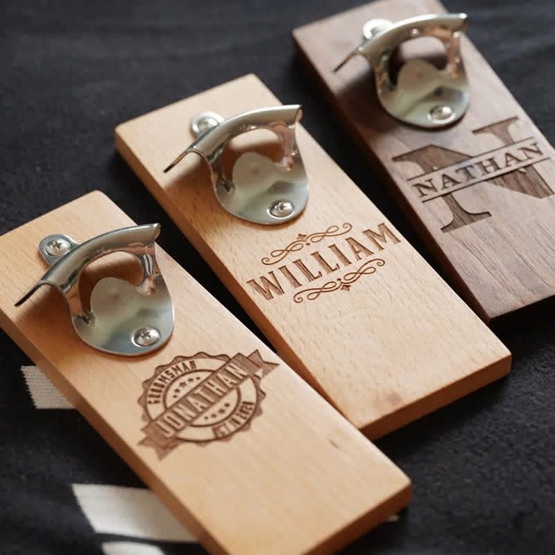Creative Custom Carving Wood Mounted Wall Bottle Opener