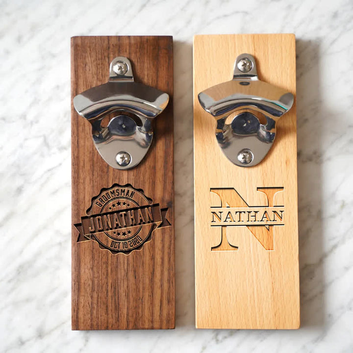 Creative Custom Carving Wood Mounted Wall Bottle Opener