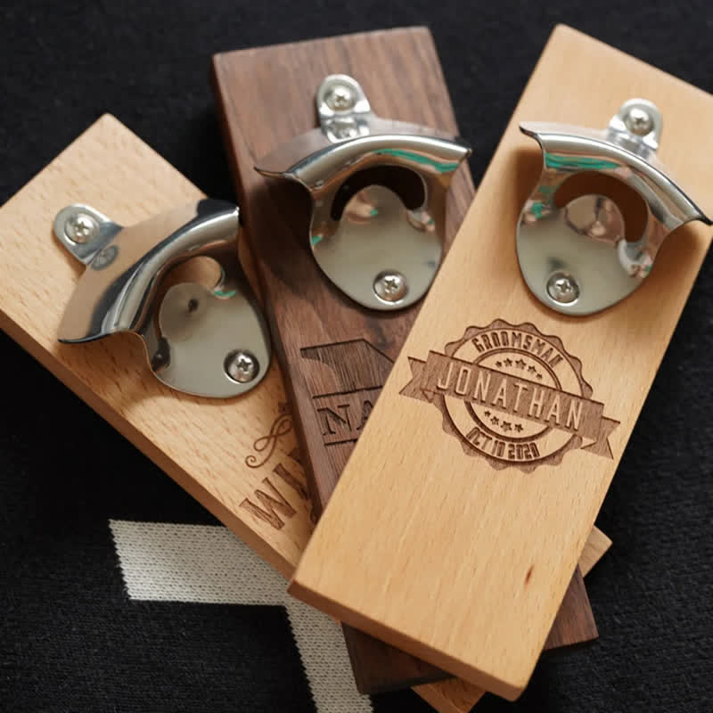 Creative Custom Carving Wood Mounted Wall Bottle Opener