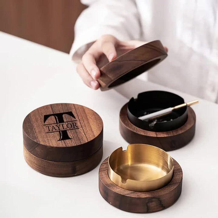 Personalized Custom Handmade Wooden Ashtray With Lid - image 0