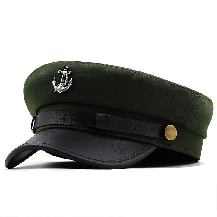 Women's Ship Anchor Navy Cap Flat Top Beret Hat