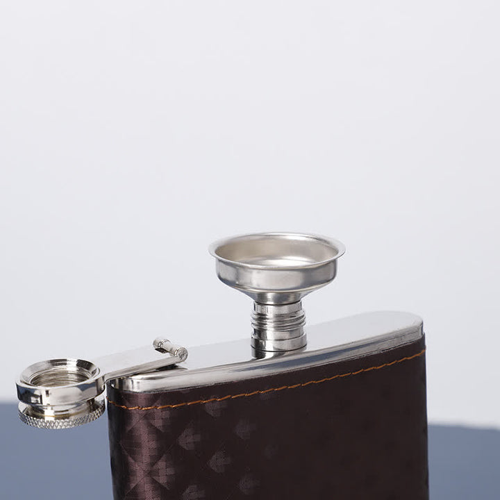 5Pcs Brown Leather Small Jug Bottle Opener Cup 8 Oz Flask Gift Set
