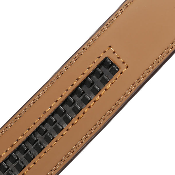 Black Square Shape Automatic Buckle Leather Belt - image 7