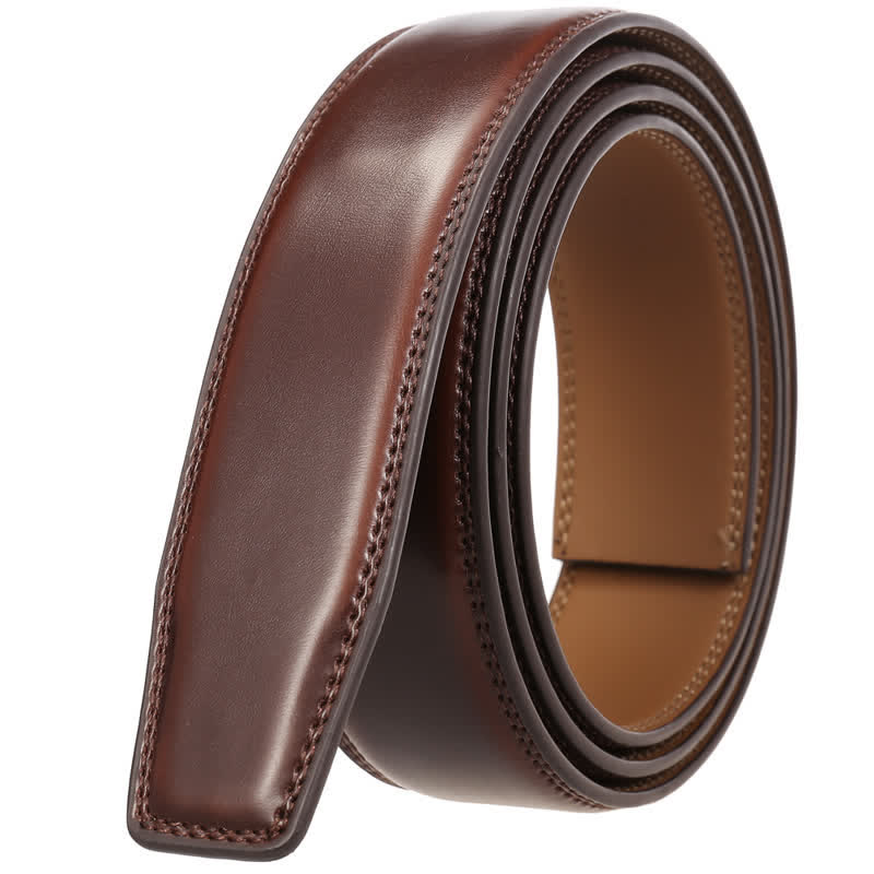 Black Square Shape Automatic Buckle Leather Belt - Coffee Buckle - Brown Belt - 46 - image 4