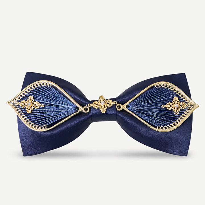 Men's Navy Golden Metal Phoenix Branch Bow Tie