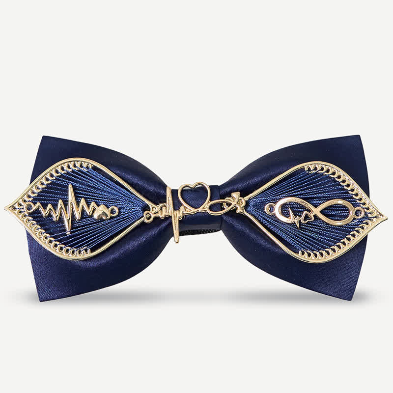 Men's Navy Golden Metal Phoenix Branch Bow Tie