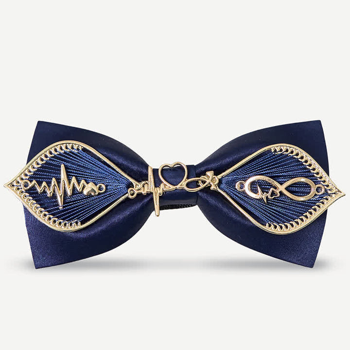 Men's Navy Golden Metal Phoenix Branch Bow Tie