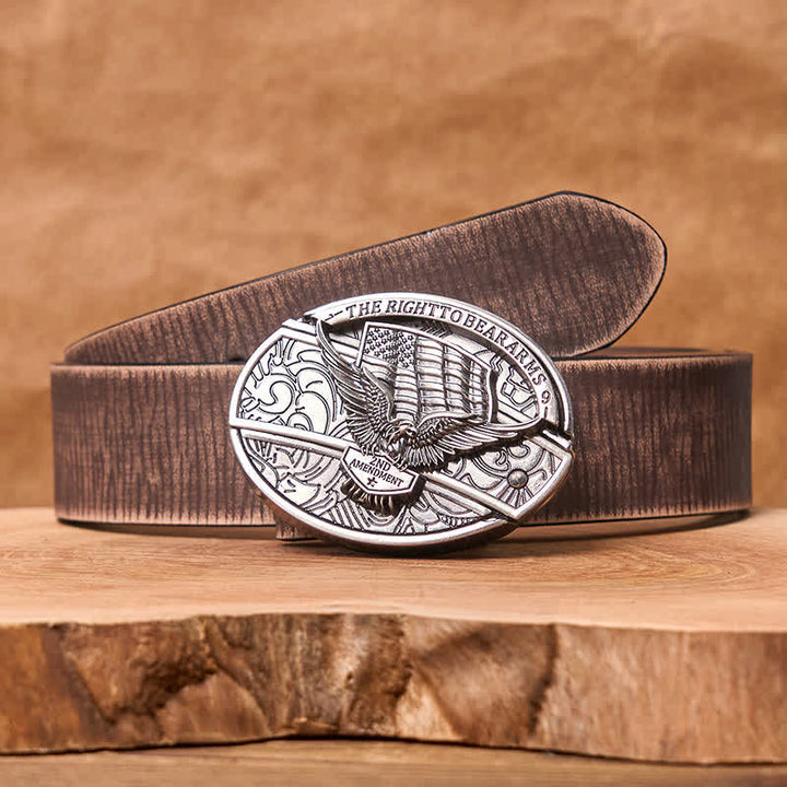 Men's DIY Eagle USA Flag Hidden Folding Knife Leather Belt - Eagle - Brown Distressed Belt - 42 - image 12