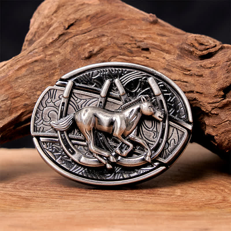 Men's DIY Galloping Horse Hidden Folding Knife Leather Belt - Galloping Horse - Without Belt - Not Included Belt - image 1