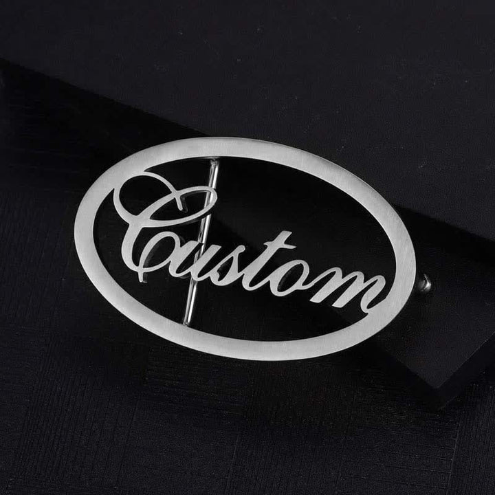 Oval Custom Name Cursive Letters DIY Buckle Leather Belt