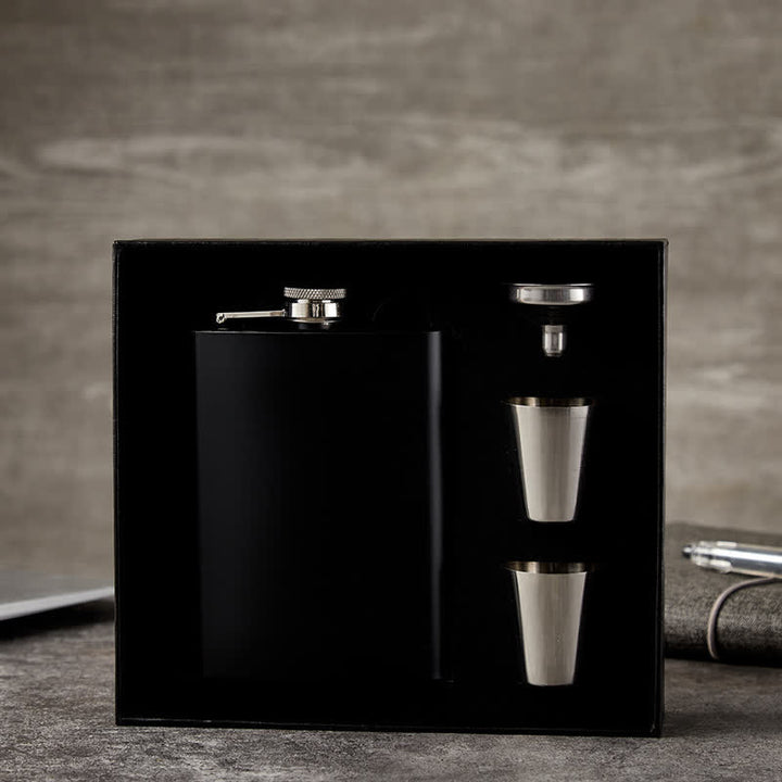 Custom 4Pcs Noble 8 oz Black Cup Flask Gift Set