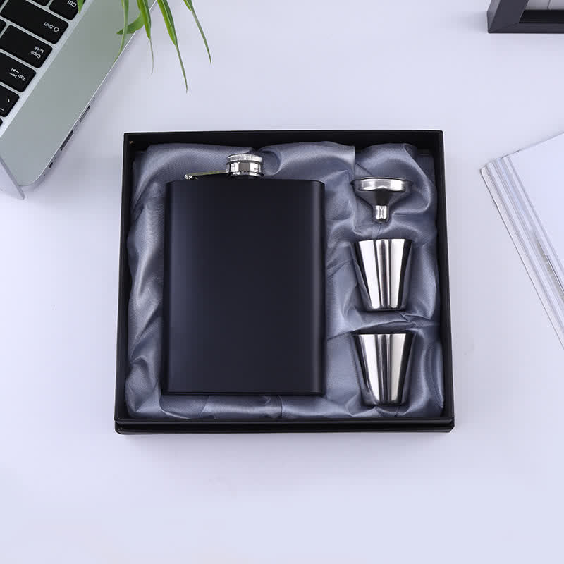 Custom 4Pcs Noble 8 oz Black Cup Flask Gift Set
