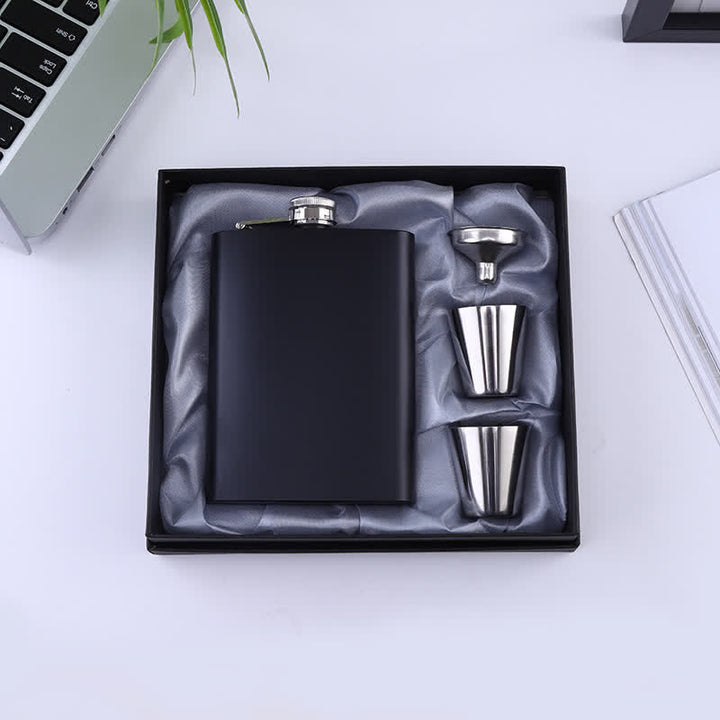 Custom 4Pcs Noble 8 oz Black Cup Flask Gift Set