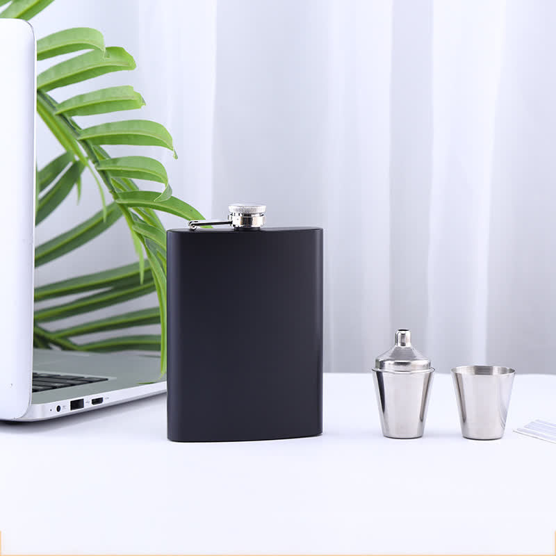 Custom 4Pcs Noble 8 oz Black Cup Flask Gift Set