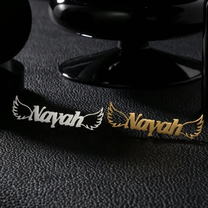 Elegant Angel Wings Custom Name Brooch