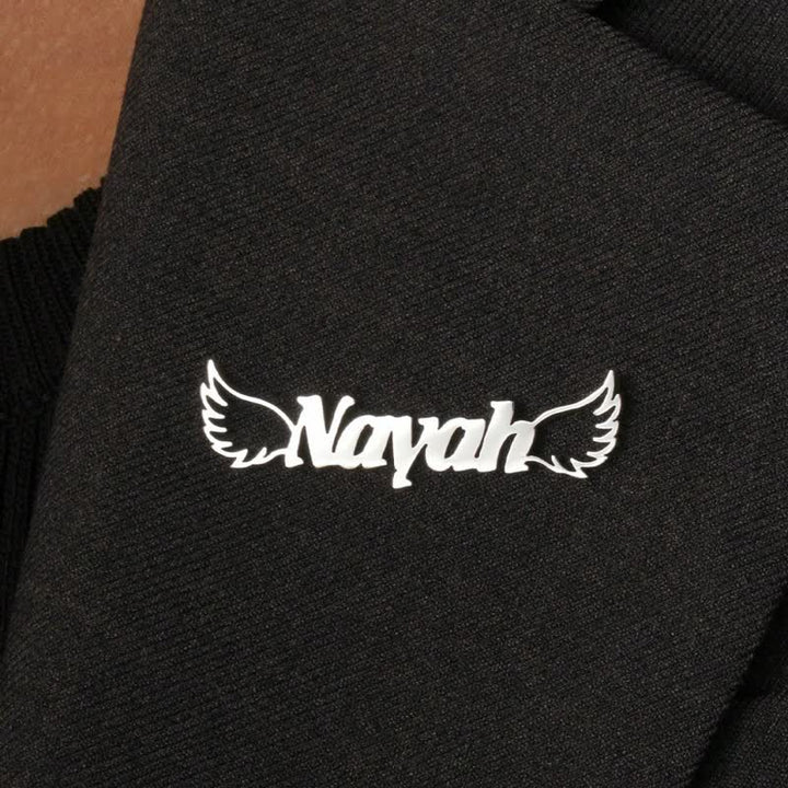 Elegant Angel Wings Custom Name Brooch