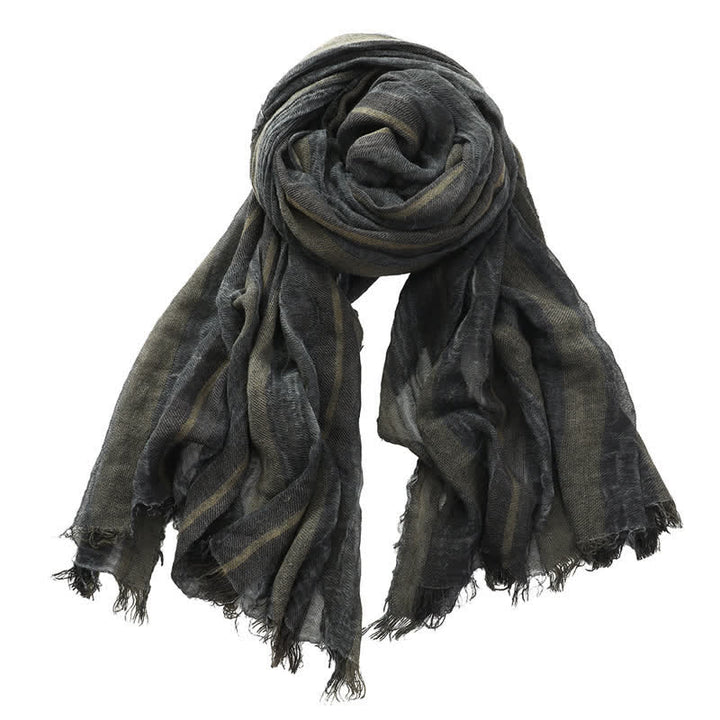Retro Tie-Dye Striped Pattern Color-Blocked Pleated Art Scarf