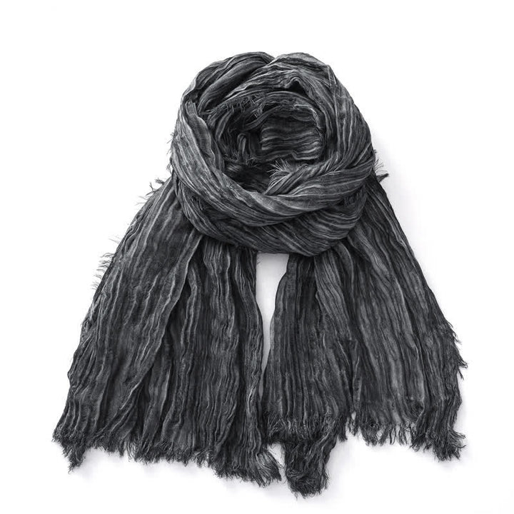 Lightweight Retro Hand-Stained Solid Color Crinkle Scarf