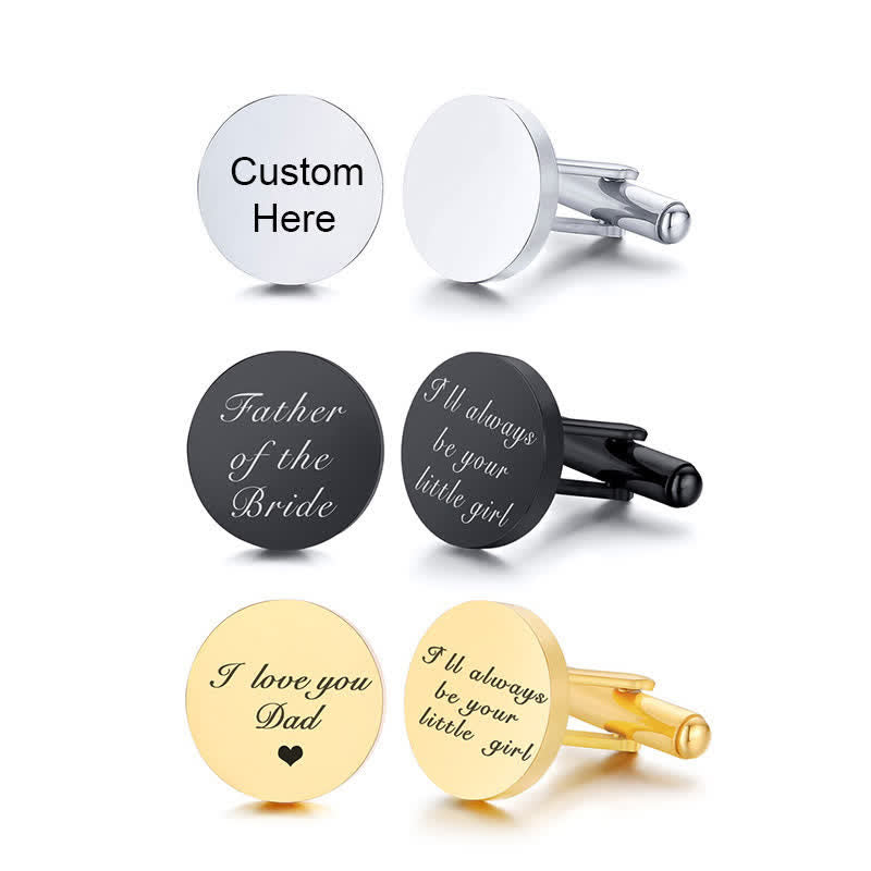 1 Pair Laser Engraved Custom Round Shape Suit Cufflinks - image 3