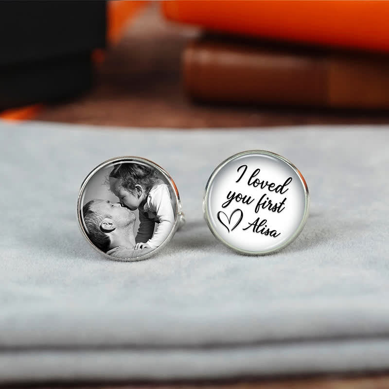 1 Pair Custom Photo & Name Round Shape Suit Cufflinks - image 0