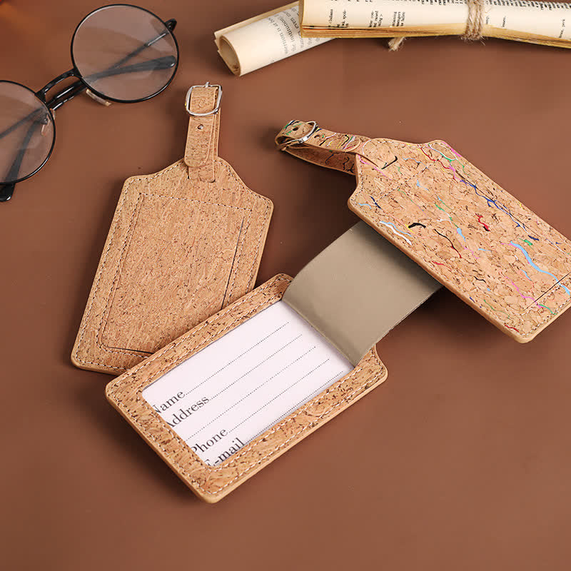 Natural Cork Pattern One-Sided Custom Your Text Luggage Tag - image 1