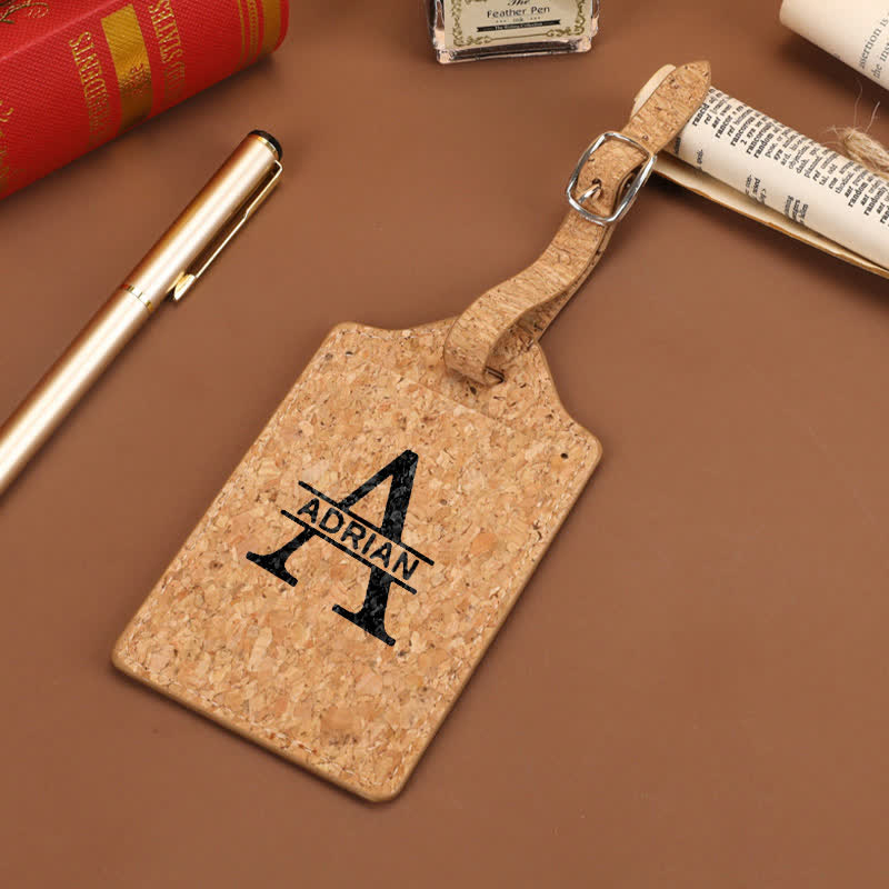 Natural Cork Pattern One-Sided Custom Your Text Luggage Tag - image 2