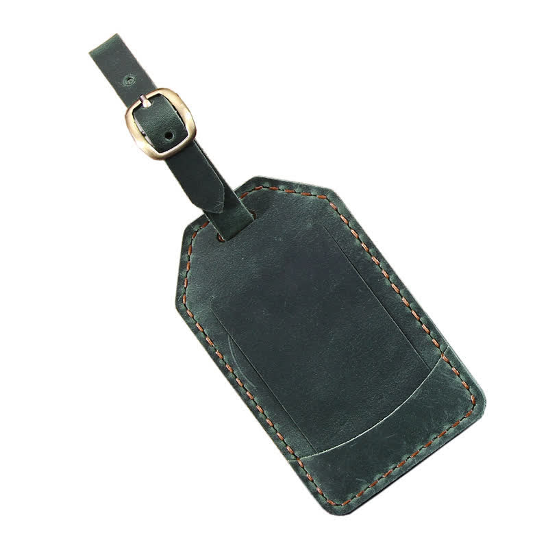 Retro One-Sided Custom Your Text Cowhide Leather Luggage Tag