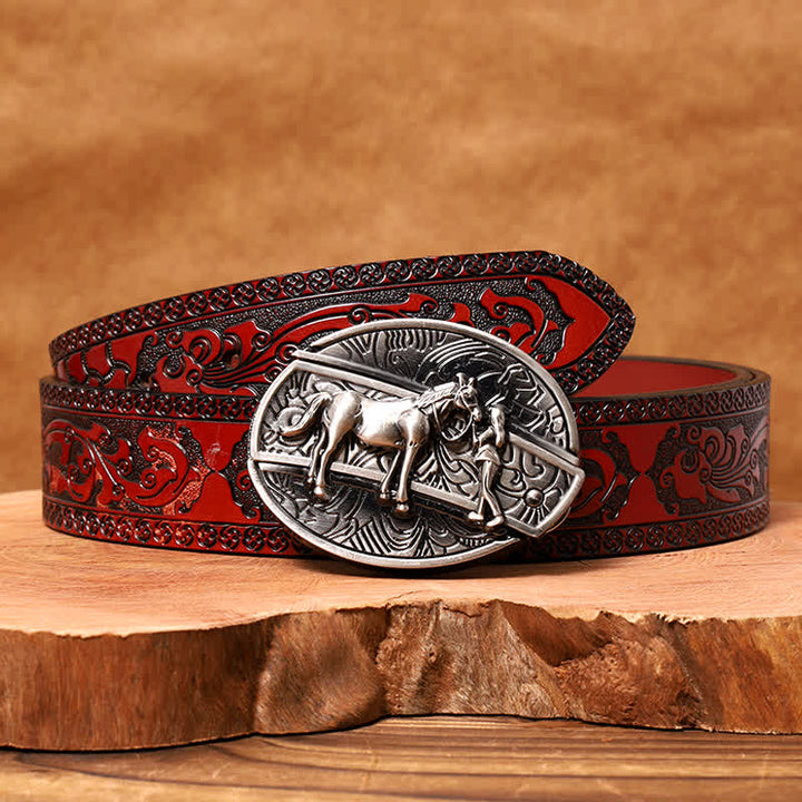 Men's DIY Cowgirl Hidden Folding Knife Leather Belt