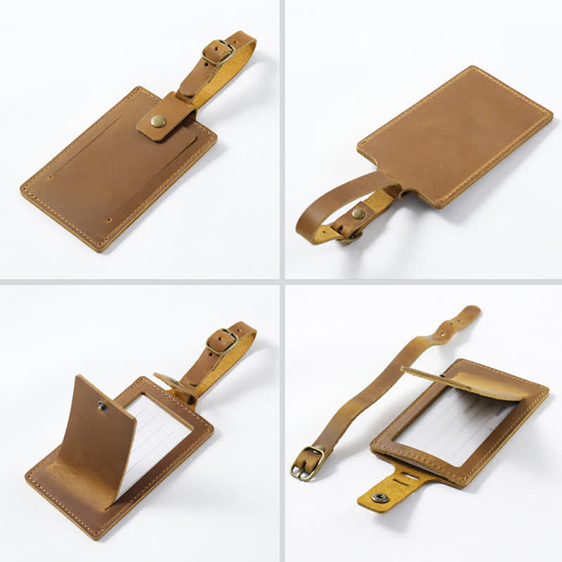 Travel Custom Your Text One-Sided Cowhide Leather Luggage Tag - image 8