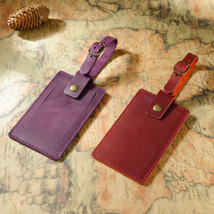 Travel Custom Your Text One-Sided Cowhide Leather Luggage Tag - image 4