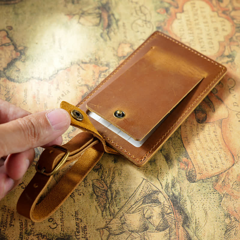 Travel Custom Your Text One-Sided Cowhide Leather Luggage Tag - image 6