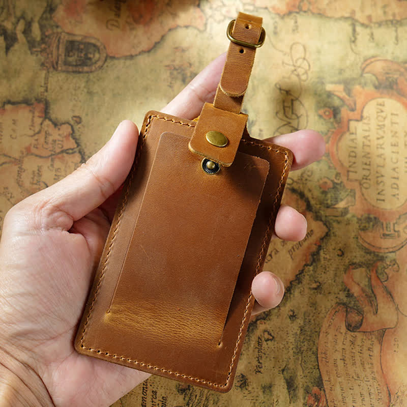 Travel Custom Your Text One-Sided Cowhide Leather Luggage Tag - image 5