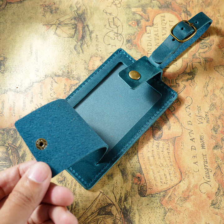 Travel Custom Your Text One-Sided Cowhide Leather Luggage Tag - image 7
