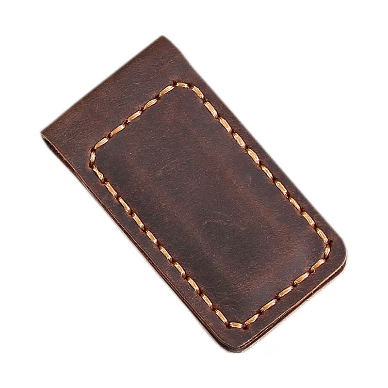 Custom Name Wedding Gift Idea Leather Magnetic Money Clip - Brown - image 8