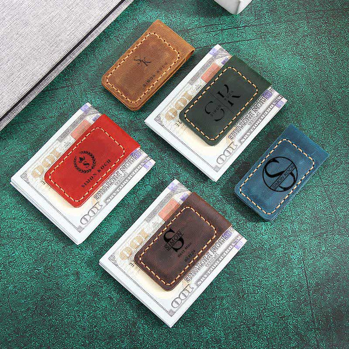 Custom Name Wedding Gift Idea Leather Magnetic Money Clip