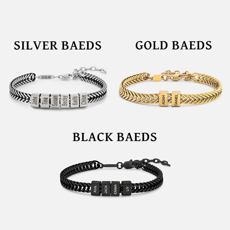Custom Bead Family Name Daddy Stainless Steel Bracelet