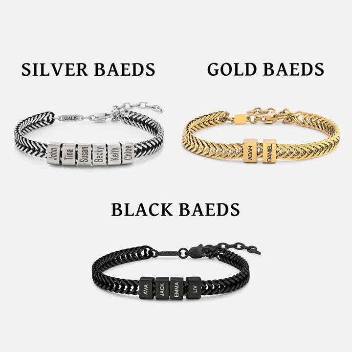 Custom Bead Family Name Daddy Stainless Steel Bracelet