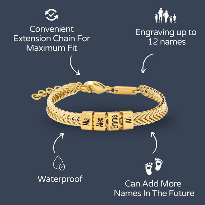Custom Bead Family Name Daddy Stainless Steel Bracelet